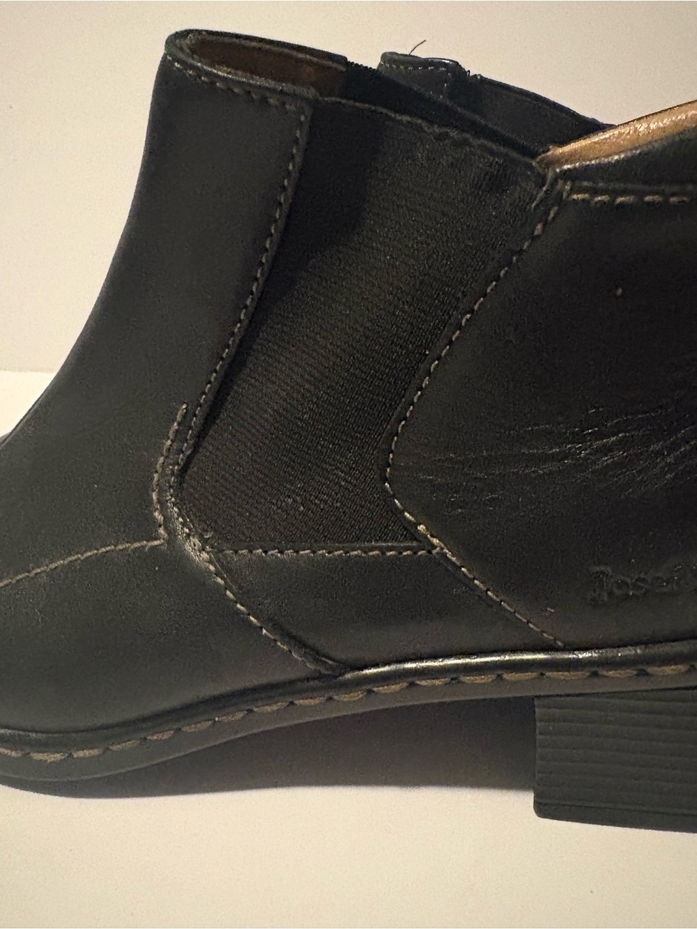 Josef Seibel Black Leather Square Toe Chelsea Ankle Boots 39 - Picture 8 of 14